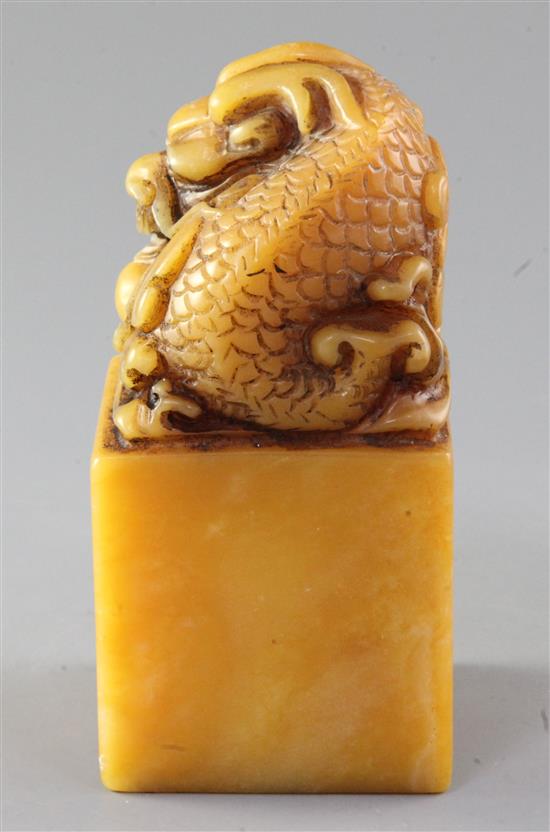 A Chinese shoushan stone seal, height 14.3cm